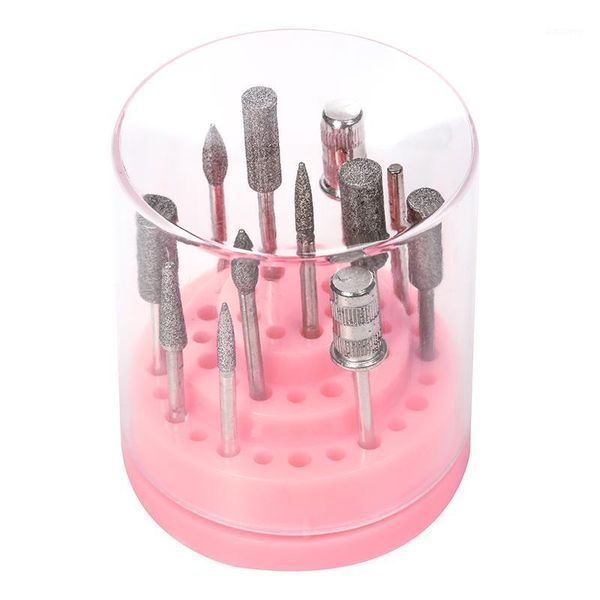 holes nail drill bit holder display stand with acrylic cover container storage box manicure tool well 88 wh9981