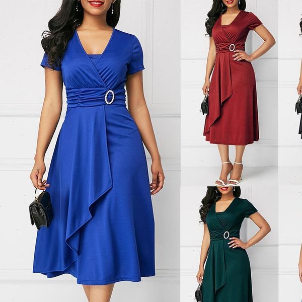 plus size 5xl womens dresses short sleeve v neck asymmetric hem waist tight midi party dress vestidos summer vintage, Black;gray
plus size 5xl womens dresses short sleeve v neck asymmetric hem waist tight midi party dress vestidos summer vintage, Black;gray