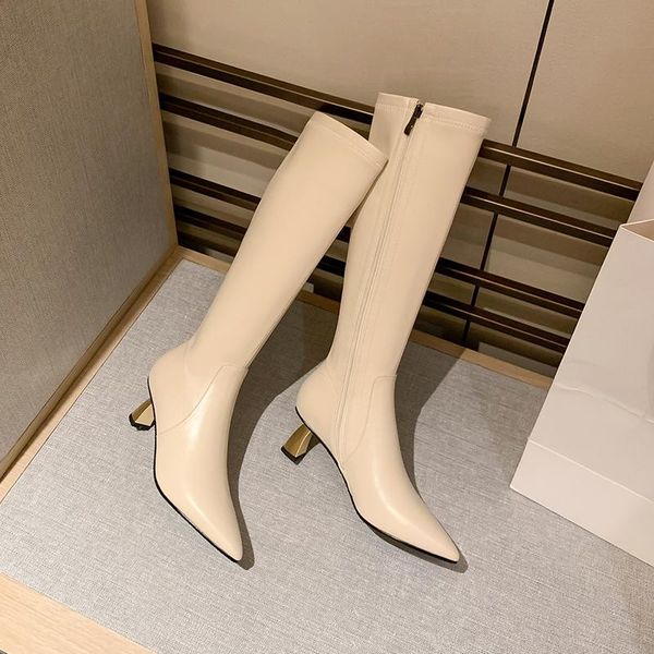 boots mezereon fashion leather and stretch fabric thigh high pointed toe ladies winter shoes with metal heel arrival, Black
boots mezereon fashion leather and stretch fabric thigh high pointed toe ladies winter shoes with metal heel arrival, Black