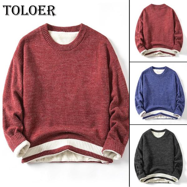men's sweaters winter fleece thicker sweater round neck warm men patchwork hit color pullover quality male loose knitted wool sweaters3, White;black
men's sweaters winter fleece thicker sweater round neck warm men patchwork hit color pullover quality male loose knitted wool sweaters3, White;black