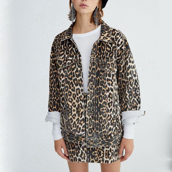 women's jackets autumn retro leopard print denim jacket women long sleeve single breasted casual jean coat chic high street outwear, Black;brown
women's jackets autumn retro leopard print denim jacket women long sleeve single breasted casual jean coat chic high street outwear, Black;brown