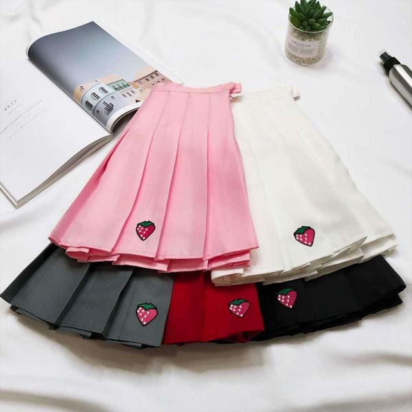 xs five colors summer womens skirt a line high waist strawberry embroidery pleated safety pants mini, Black
xs five colors summer womens skirt a line high waist strawberry embroidery pleated safety pants mini, Black