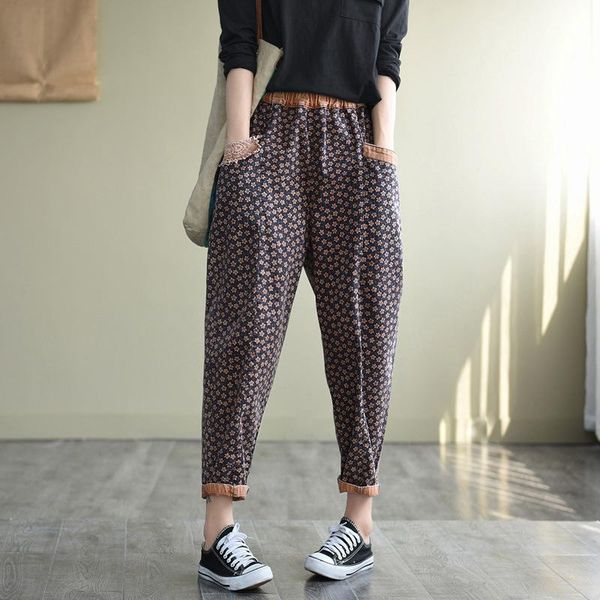 fairynatural women vintage elastic waist loose denim harem pants print pocket casual female autumn summer jeans trouser women's, Blue
fairynatural women vintage elastic waist loose denim harem pants print pocket casual female autumn summer jeans trouser women's, Blue