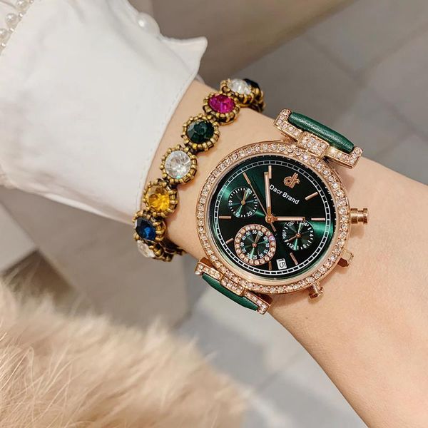 wristwatches shinning crystals green watches for women waterproof real leather strap watch workable sub-dial analog wristwatch calendar relo, Slivery;brown
wristwatches shinning crystals green watches for women waterproof real leather strap watch workable sub-dial analog wristwatch calendar relo, Slivery;brown