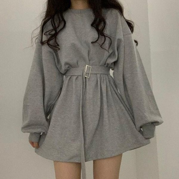casual dresses sannian autumn women dress leisure all-match long-sleeved round-neck loose sweater mid-length waist belted clothes, Black;gray
casual dresses sannian autumn women dress leisure all-match long-sleeved round-neck loose sweater mid-length waist belted clothes, Black;gray