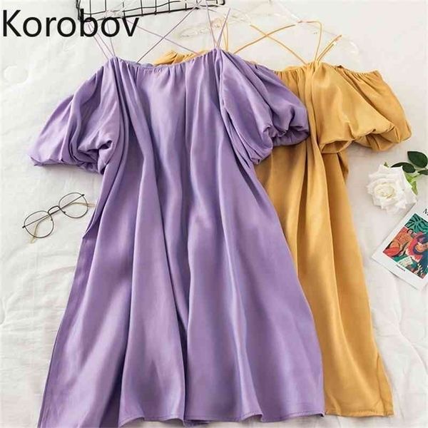korobov summer sweet puff sleeve women dress korean solid spaghetti strap dresses a-line slash neck off shoulder vestidos 210430, Black;gray
korobov summer sweet puff sleeve women dress korean solid spaghetti strap dresses a-line slash neck off shoulder vestidos 210430, Black;gray