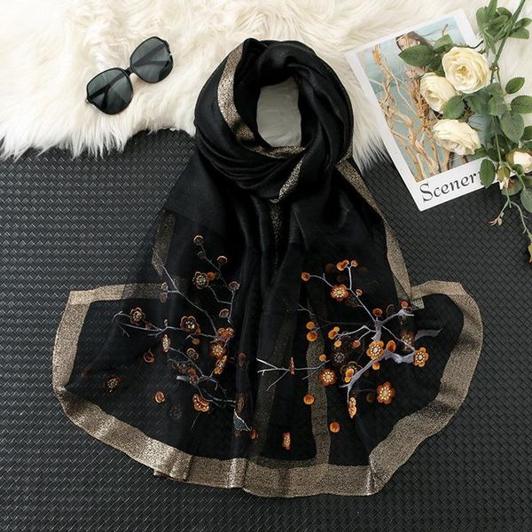 silk scarf women wild mulberry wool summer sunscreen shawl elegant embroidery plum wholesale scarves, Blue;gray
silk scarf women wild mulberry wool summer sunscreen shawl elegant embroidery plum wholesale scarves, Blue;gray