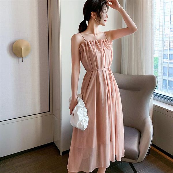 summer pregnant women's pure color sling straight long skirt gentle lady light pink loose chiffon belt rope maternity dresses, White
summer pregnant women's pure color sling straight long skirt gentle lady light pink loose chiffon belt rope maternity dresses, White