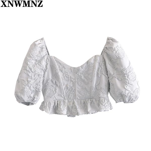 xnwmnz summer 3d flower short sleeve shirt france style retro elastic ruched slim fit cropped blouse blouses and shirts 210513, White
xnwmnz summer 3d flower short sleeve shirt france style retro elastic ruched slim fit cropped blouse blouses and shirts 210513, White