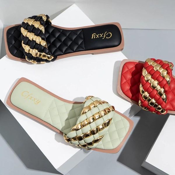 woven slippers women slip on slides square toe leather flat sandals female outdoor casual, Black
woven slippers women slip on slides square toe leather flat sandals female outdoor casual, Black
