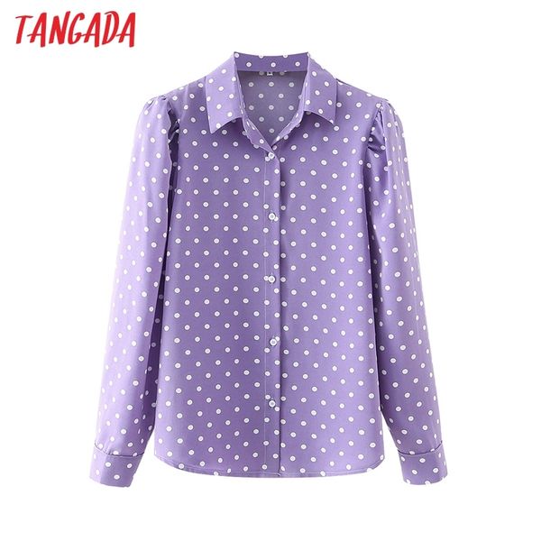 women retro purple dots print chiffon shirt blouse puff long sleeve chic female da123 210416, White
women retro purple dots print chiffon shirt blouse puff long sleeve chic female da123 210416, White