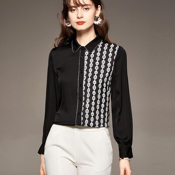 women's blouses & shirts european summer style temperament lapel long-sleeved mulberry silk shirt, White
women's blouses & shirts european summer style temperament lapel long-sleeved mulberry silk shirt, White