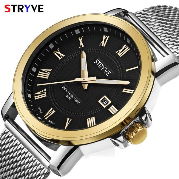 stryve men watch strainless mesh strap wristwatch business fashion calendar male clock waterproof quartz montre homme wristwatches, Slivery;brown
stryve men watch strainless mesh strap wristwatch business fashion calendar male clock waterproof quartz montre homme wristwatches, Slivery;brown