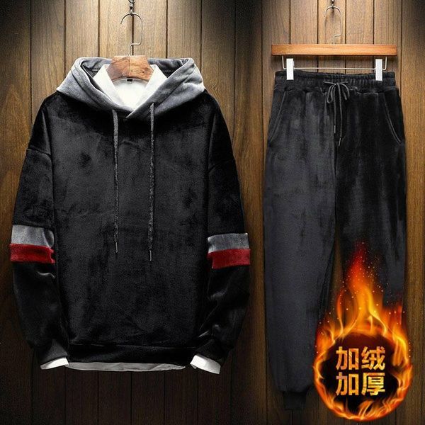 men's hood velour velvet sport sweatshirt tracksuit track suit outwear 2pc jacket coat pants trousers sets outfits hoodies & sweatshirt, Black
men's hood velour velvet sport sweatshirt tracksuit track suit outwear 2pc jacket coat pants trousers sets outfits hoodies & sweatshirt, Black