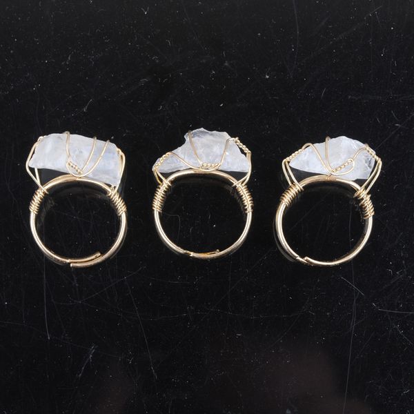 with side stones finger rings natural crystal stone women irregular wire wrap healing gold-color resizable ring jewelry dx3098, Silver
with side stones finger rings natural crystal stone women irregular wire wrap healing gold-color resizable ring jewelry dx3098, Silver