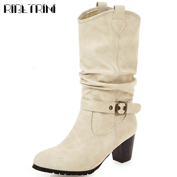 boots brand female high heels pointed toe winter shoes woman western mid calf women buckle fashion pleated boots, Black
boots brand female high heels pointed toe winter shoes woman western mid calf women buckle fashion pleated boots, Black