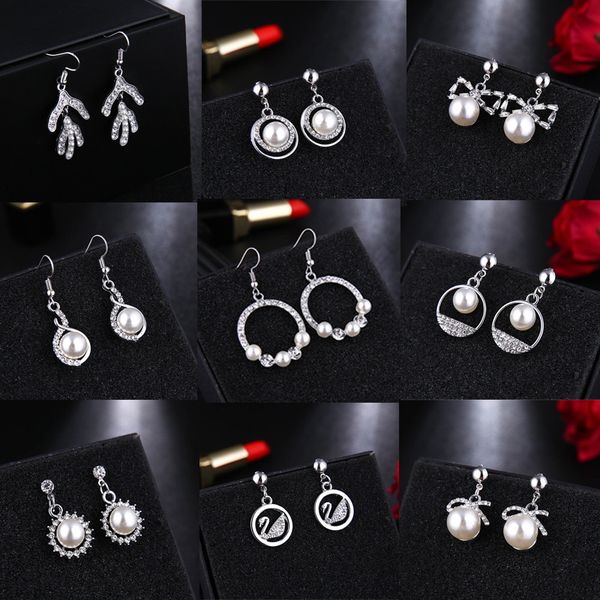 creative new pearl earrings temperament celebrity trend geometric diamond zircon earrings women simple earrings, Silver
creative new pearl earrings temperament celebrity trend geometric diamond zircon earrings women simple earrings, Silver