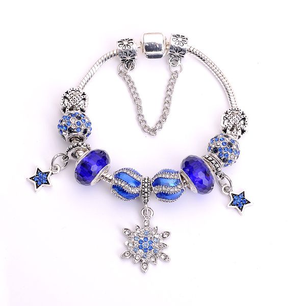pan family fashion snowflake bracelet stars in the deep sea, Golden;silver