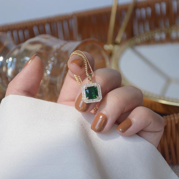 pendant necklaces romantic 14k real gold large square green zircon necklace luxury jewelry ladies accessories wedding banquet bride, Silver
pendant necklaces romantic 14k real gold large square green zircon necklace luxury jewelry ladies accessories wedding banquet bride, Silver