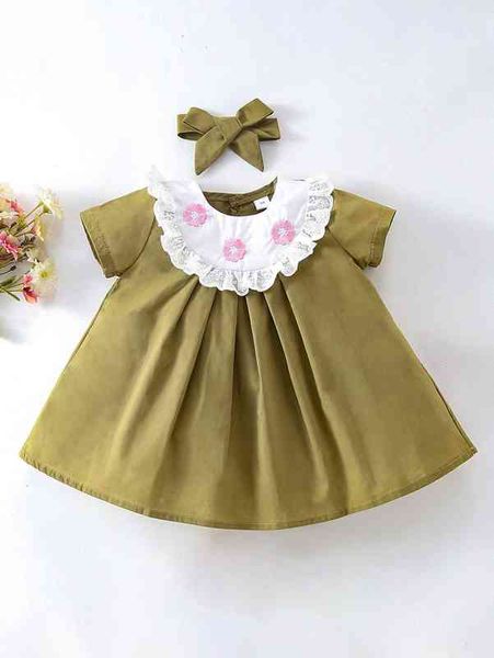 baby floral embroidery ruffle trim dress with headband she, Red;yellow
baby floral embroidery ruffle trim dress with headband she, Red;yellow