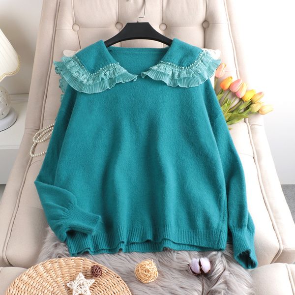 women's knits & tees sweater winter wear loose ruffles lace neck knitwear ladies sweet long-sleeved upper garment bottoming shirt, White
women's knits & tees sweater winter wear loose ruffles lace neck knitwear ladies sweet long-sleeved upper garment bottoming shirt, White