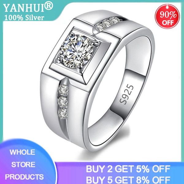 cluster rings yanhui with certificate genuine 925 sterling silver for men 1 zironia diamond wedding ring men's gift jewelry r29, Golden;silver
cluster rings yanhui with certificate genuine 925 sterling silver for men 1 zironia diamond wedding ring men's gift jewelry r29, Golden;silver
