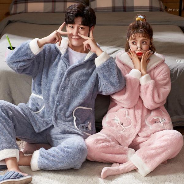men's sleepwear warm pajamas winter flannel couple anime cartoon cute thicken hooded women men home clothes, Black;brown
men's sleepwear warm pajamas winter flannel couple anime cartoon cute thicken hooded women men home clothes, Black;brown