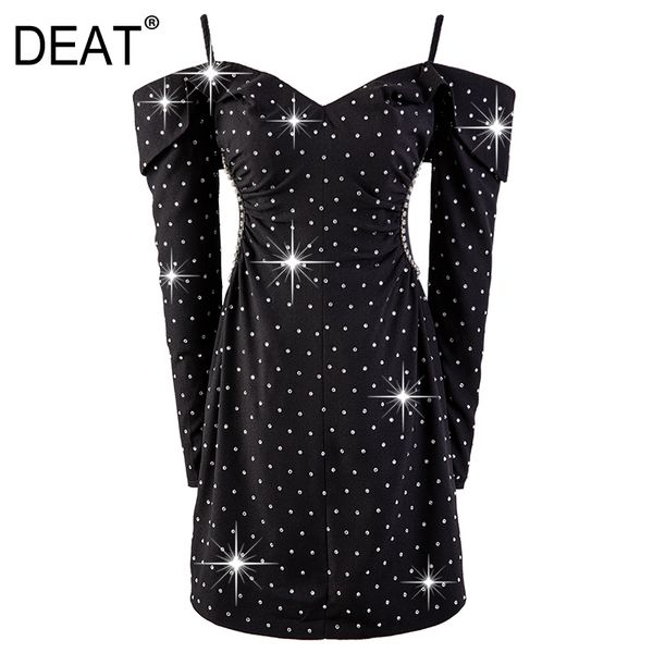 solid black bright diamond decorative fold high waist style one neck off shoulder dress spring and summer gx1104 210421, Black;gray
solid black bright diamond decorative fold high waist style one neck off shoulder dress spring and summer gx1104 210421, Black;gray