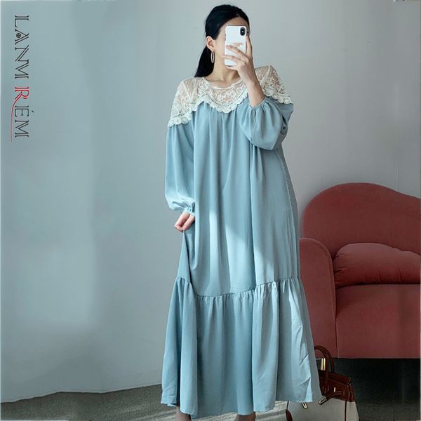 women blue big size lace mid-long dress round neck long sleeve loose fit fashion tide spring autumn 2e1426 210507, Black;gray
women blue big size lace mid-long dress round neck long sleeve loose fit fashion tide spring autumn 2e1426 210507, Black;gray