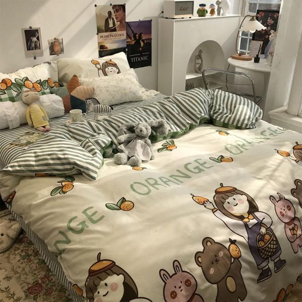 bedding sets cute cartoon girl set teen,green stripes cotton twin full home textile bed sheet pillow case quilt cover
bedding sets cute cartoon girl set teen,green stripes cotton twin full home textile bed sheet pillow case quilt cover