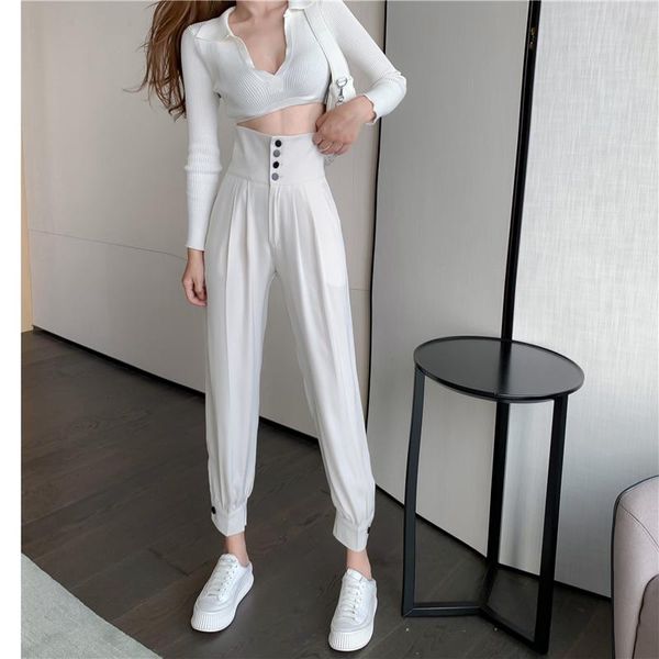 women's pants & capris fashion women harem chic ladies high waist single breasted straight trouser street loose korean pant plus size, Black;white
women's pants & capris fashion women harem chic ladies high waist single breasted straight trouser street loose korean pant plus size, Black;white