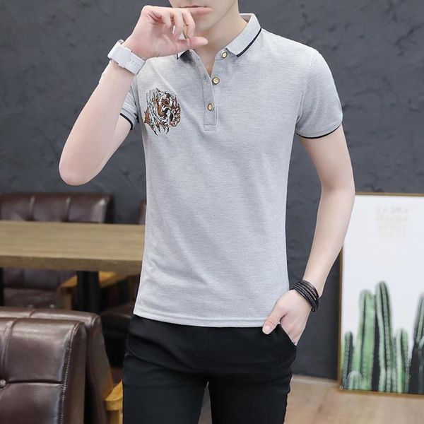 trendy summer lapel t-shirt claw men's youth slim casual pullover short sleeve embroidered tiger korean version, White;black
trendy summer lapel t-shirt claw men's youth slim casual pullover short sleeve embroidered tiger korean version, White;black