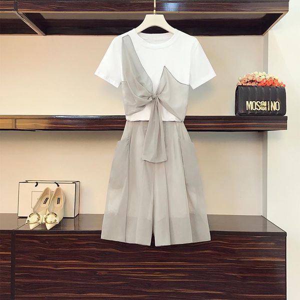 plus size tracksuits short sleeve t shirt bow tie shorts 2 pieces set women chiffon patchwork two piece suit casual femme 2pcs outfits big, Black
plus size tracksuits short sleeve t shirt bow tie shorts 2 pieces set women chiffon patchwork two piece suit casual femme 2pcs outfits big, Black