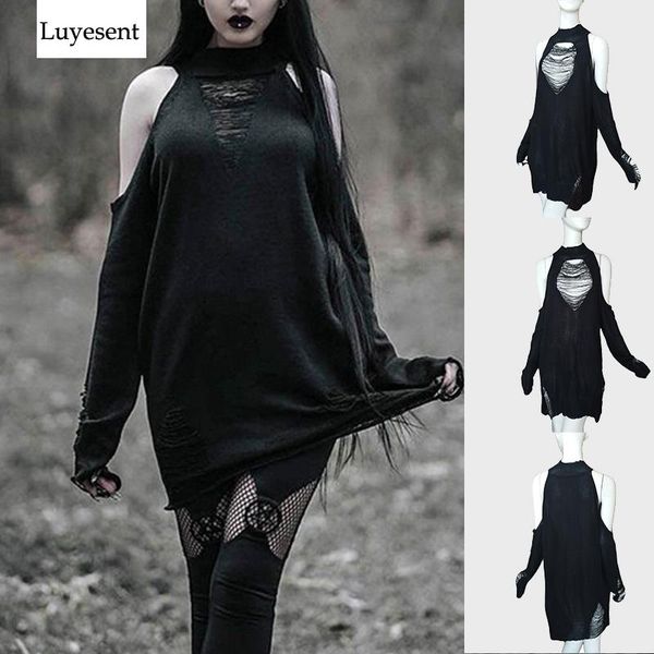 women's sweaters women gothic punk black long cool hollow out off shoulder broken hole knit sweater 2021 spring pullover thin top, White;black
women's sweaters women gothic punk black long cool hollow out off shoulder broken hole knit sweater 2021 spring pullover thin top, White;black