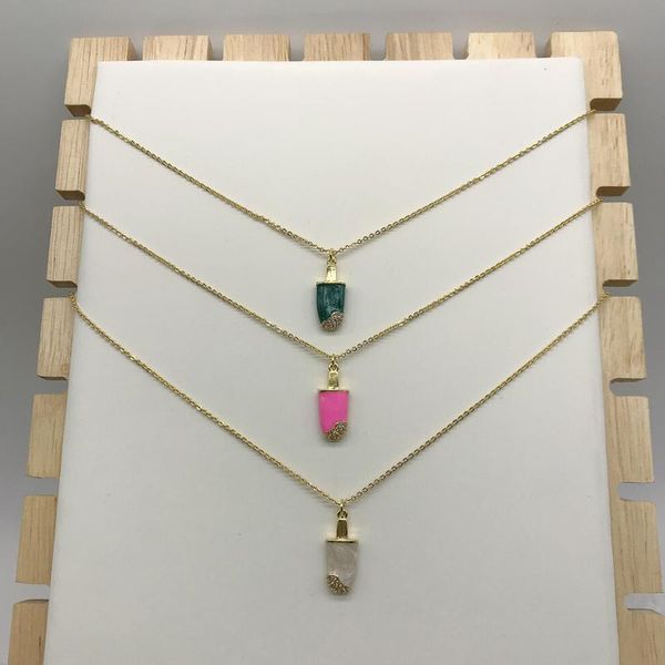 pcs arrival popsicle shape pendant necklace clear cz micro pave jewelry for gift necklaces, Silver
pcs arrival popsicle shape pendant necklace clear cz micro pave jewelry for gift necklaces, Silver