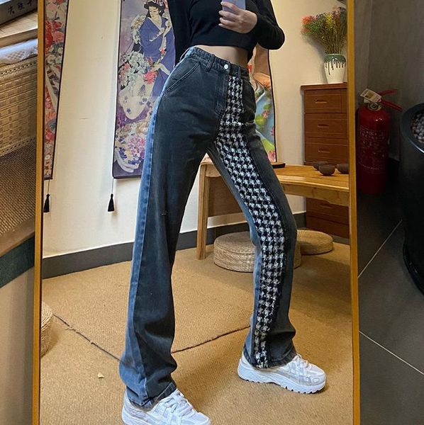 women's jeans patchwork streetwear bodycon y2k fashion harajuku aesthetic vintage women high waisted denim 90s pants, Blue
women's jeans patchwork streetwear bodycon y2k fashion harajuku aesthetic vintage women high waisted denim 90s pants, Blue