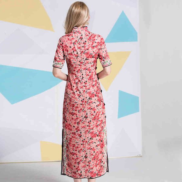 dress seqinyy elegant summer girls fashion runway short pink sleeve embroidered flower print split cheongsam, Black;gray
dress seqinyy elegant summer girls fashion runway short pink sleeve embroidered flower print split cheongsam, Black;gray