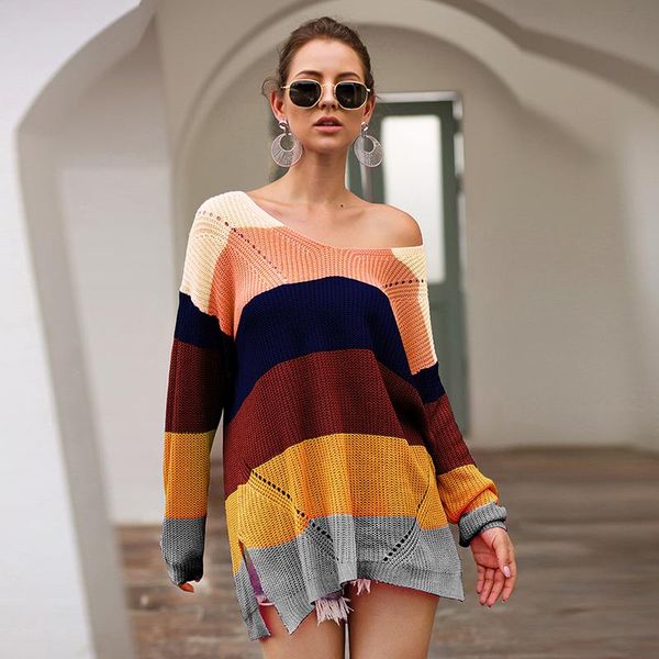 women's sweaters women autumn winter loose long sleeve rainbow color patchwork pullover knitted ladies casual o neck knitwear sj3517u, White;black
women's sweaters women autumn winter loose long sleeve rainbow color patchwork pullover knitted ladies casual o neck knitwear sj3517u, White;black