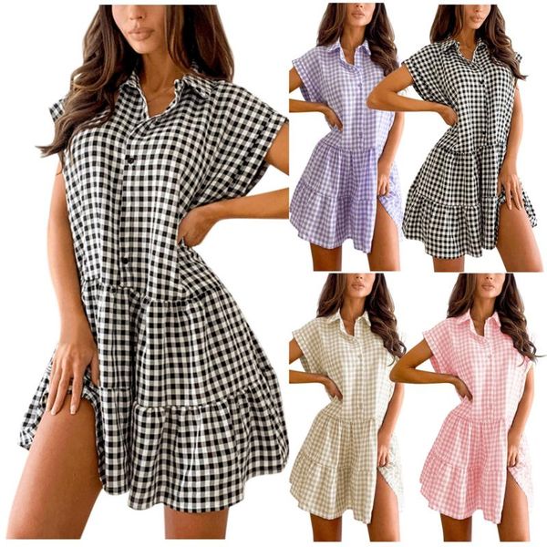 women's swimwear women beach dress summer plaid printing ruffle turndown collar camisole mini plus size elegant dresses, White;black
women's swimwear women beach dress summer plaid printing ruffle turndown collar camisole mini plus size elegant dresses, White;black
