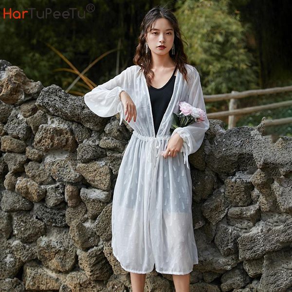 women's swimwear women oversize beach dress tunic summer 2021 thin chiffon long cape puff sleeve drawstring lace-up loose sun-proof cov, White;black
women's swimwear women oversize beach dress tunic summer 2021 thin chiffon long cape puff sleeve drawstring lace-up loose sun-proof cov, White;black