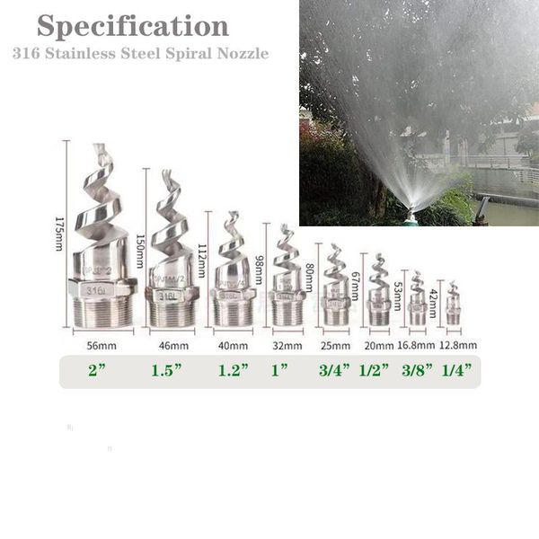 watering equipments heman 1/4" male spiral cone atomization nozzle stainless steel(316) dust remove atomized sprayer for gas cooling, w
watering equipments heman 1/4" male spiral cone atomization nozzle stainless steel(316) dust remove atomized sprayer for gas cooling, w