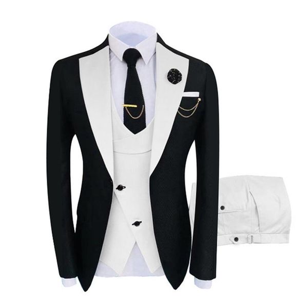 men's suits & blazers white man suit 3 pieces classic business blazer +vest +pants sets autumn men wedding party set, White;black
men's suits & blazers white man suit 3 pieces classic business blazer +vest +pants sets autumn men wedding party set, White;black