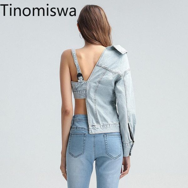 women's jackets 2021 spring denim jacket women chic patchwork asymmetrical coat long sleeve off shoulder v neck a2104, Black;brown
women's jackets 2021 spring denim jacket women chic patchwork asymmetrical coat long sleeve off shoulder v neck a2104, Black;brown