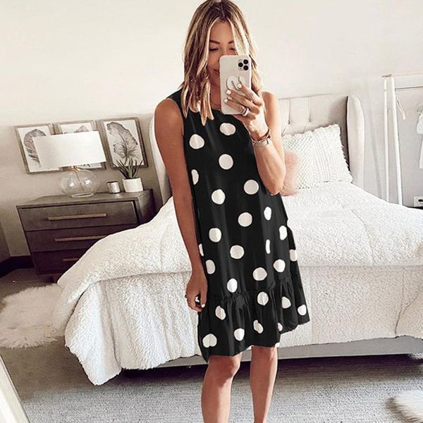 casual dresses women sleeveless polka dot print loose shift dress robe femme lady hem ruffle beach vocation green black vestidos, Black;gray
casual dresses women sleeveless polka dot print loose shift dress robe femme lady hem ruffle beach vocation green black vestidos, Black;gray