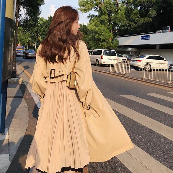 women's trench coats spring japan korean style long sleeves pleated coat women sleeve windbreaker overcoats abrigo mujer fy107, Tan;black
women's trench coats spring japan korean style long sleeves pleated coat women sleeve windbreaker overcoats abrigo mujer fy107, Tan;black