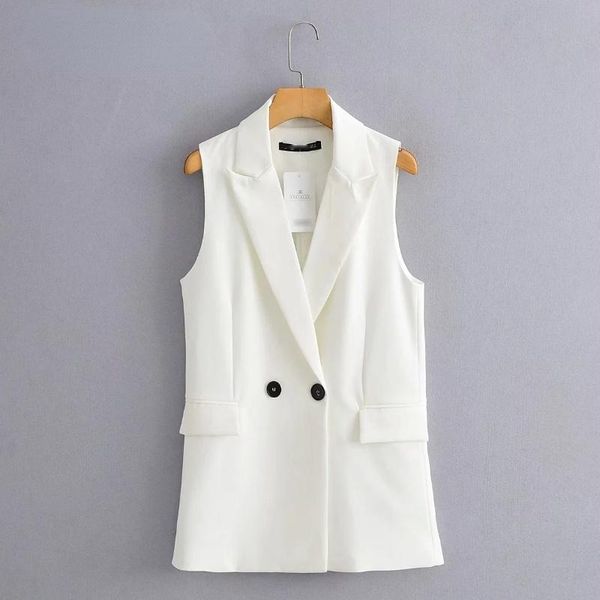 women's vests 2021 women simply sleeveless double breasted vest jacket office ladies wear casual suit waistcoat pockets outwear ct514, Black;white
women's vests 2021 women simply sleeveless double breasted vest jacket office ladies wear casual suit waistcoat pockets outwear ct514, Black;white