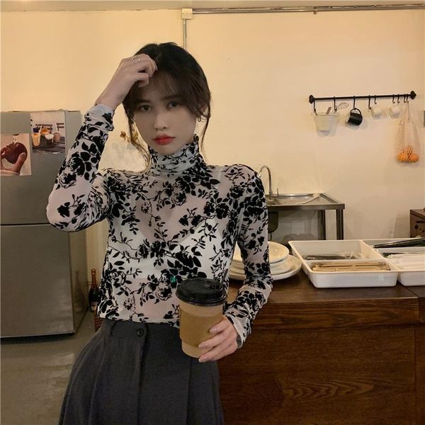 women's t-shirt turtleneck print floral t-shirts women clothes korean fashion slim long sleeve graphic tee female hipster spring autumn, White
women's t-shirt turtleneck print floral t-shirts women clothes korean fashion slim long sleeve graphic tee female hipster spring autumn, White
