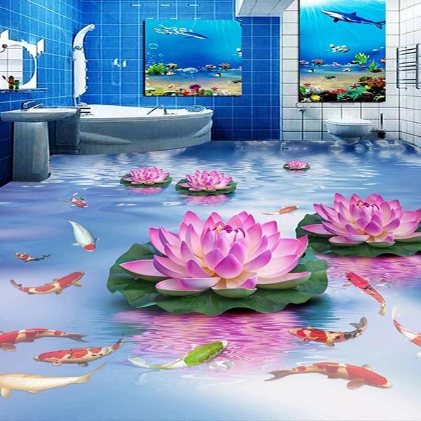 custom po self adhesive wallpaper 3d stereo lotus carp floor tiles wall painting murals living room bathroom waterproof wallpapers
custom po self adhesive wallpaper 3d stereo lotus carp floor tiles wall painting murals living room bathroom waterproof wallpapers