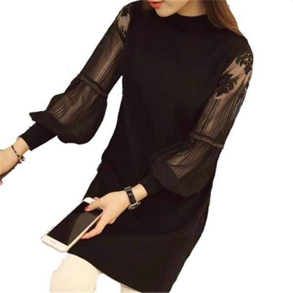 casual dresses slim lace stitching women dress retro lantern sleeve long section knitted sweater winter spring pz006, Black;gray
casual dresses slim lace stitching women dress retro lantern sleeve long section knitted sweater winter spring pz006, Black;gray