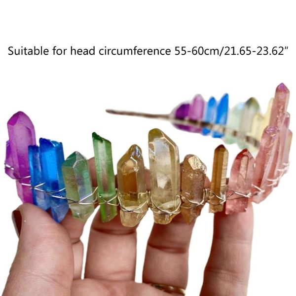 natural stone hair accessories rainbow colorful raw quartz crystal bridal crown
natural stone hair accessories rainbow colorful raw quartz crystal bridal crown
